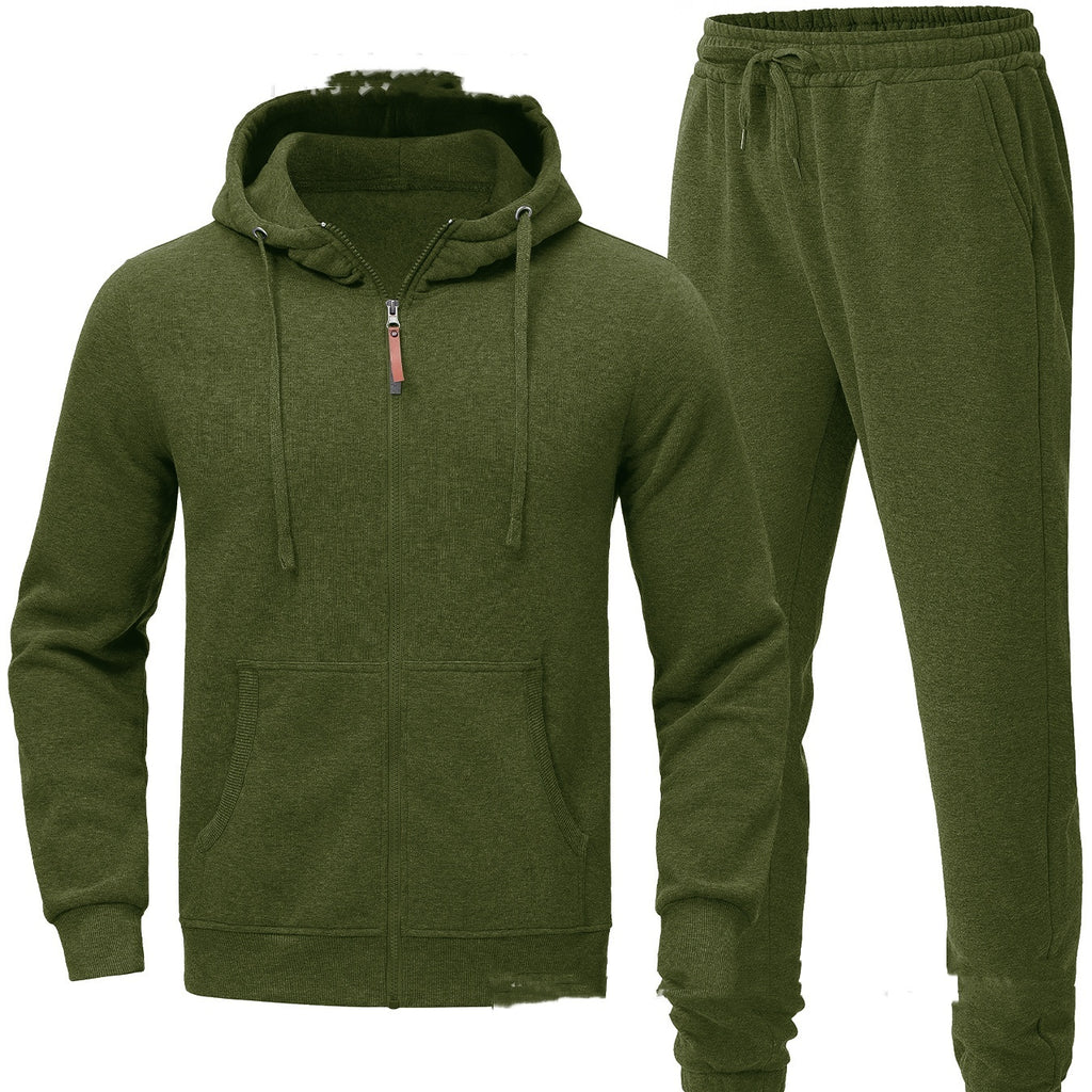 Men's Spring, Autumn And Winter Leisure Pullover Hooded Sweater Set