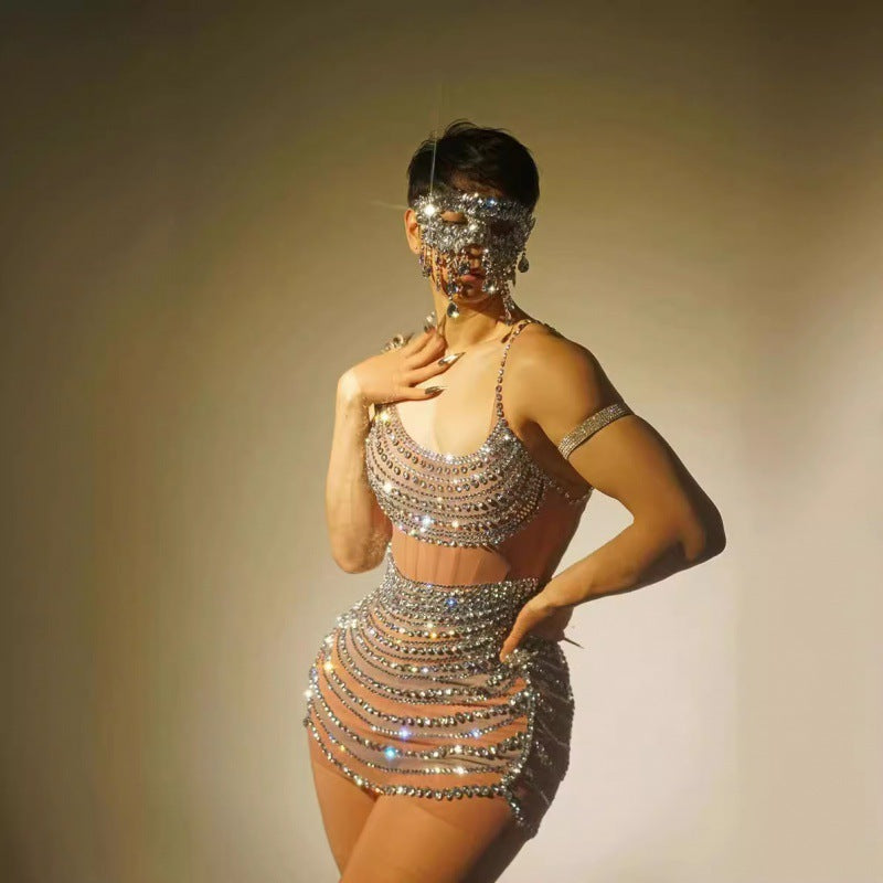 Women's Full Diamond Sling For Performance Bar Slim Fit Skirt