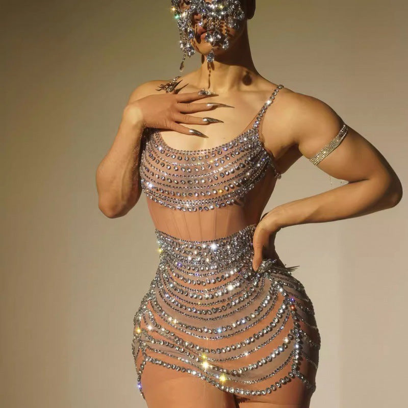 Women's Full Diamond Sling For Performance Bar Slim Fit Skirt