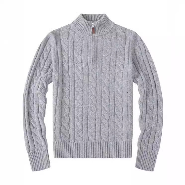 Small Embroidered Men's Sweater Half-height Zip Knitwear Business