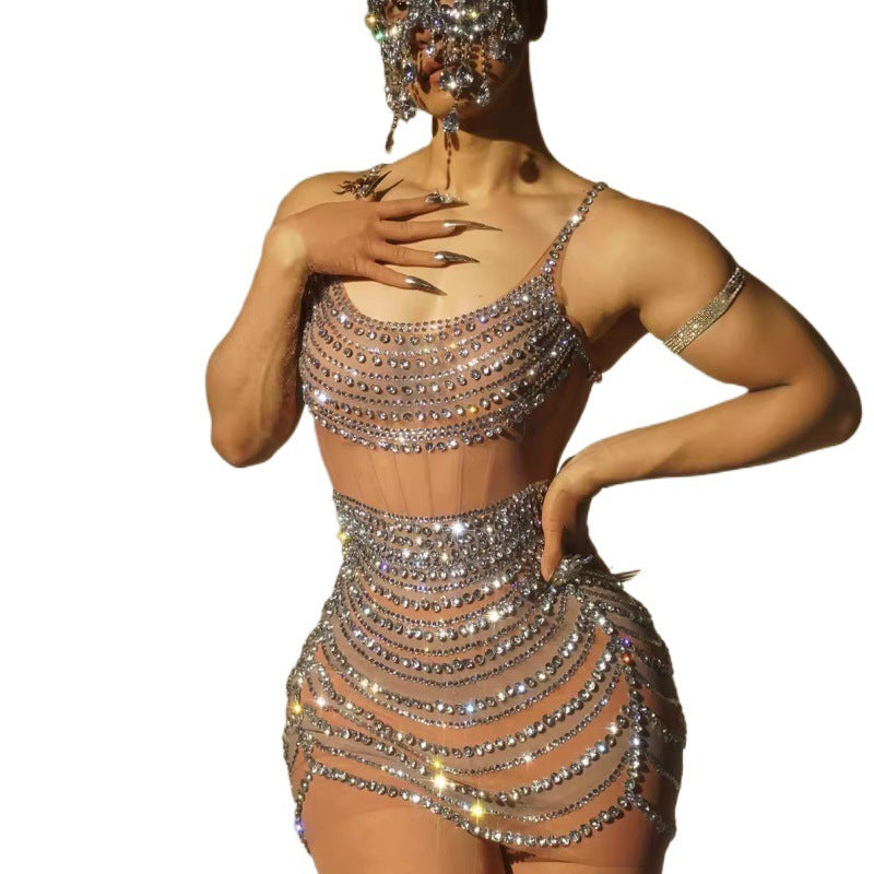 Women's Full Diamond Sling For Performance Bar Slim Fit Skirt