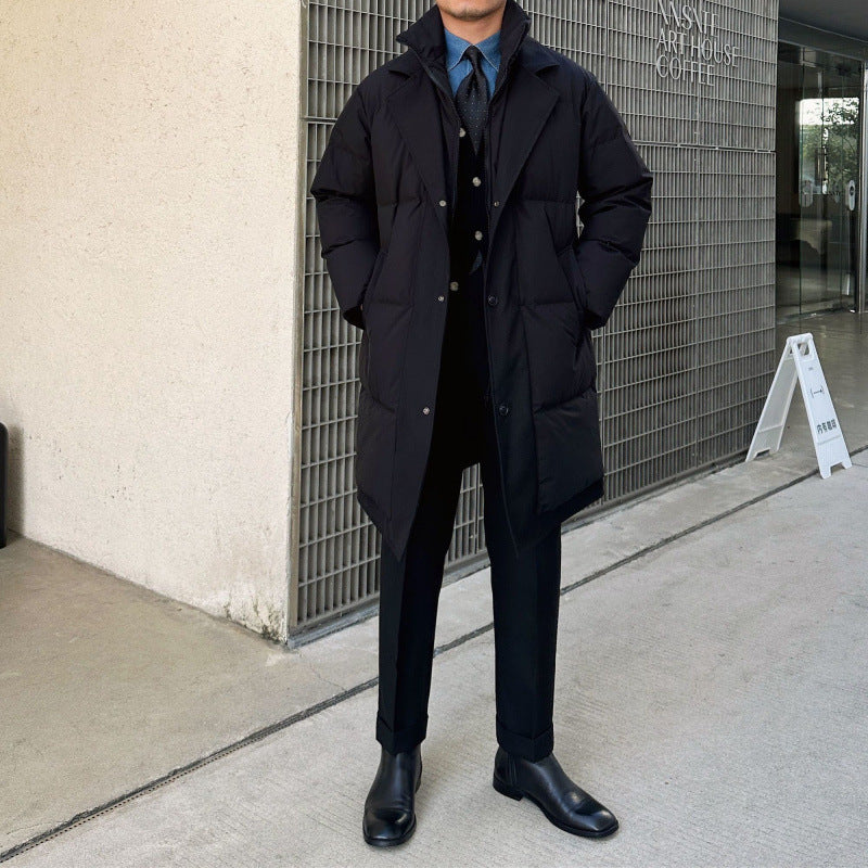 Retro Men's Mid-length Fake Two-piece Cotton-padded Jacket