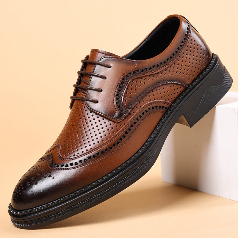 Hollow Leather Shoes Men's Business Formal Wear Casual