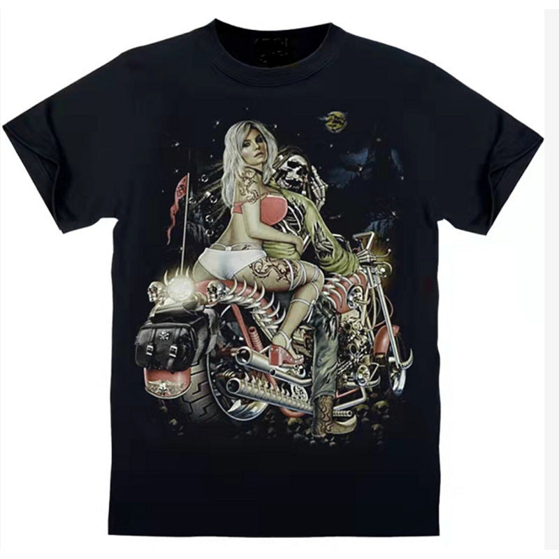 Printed Short-sleeved Leisure Motorcycle